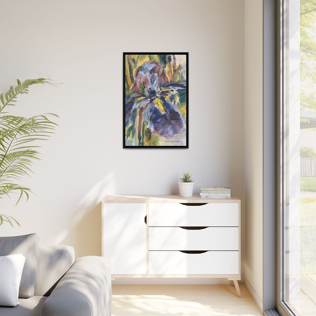 Framed Watercolor Iris Matte Canvas Wall Art
