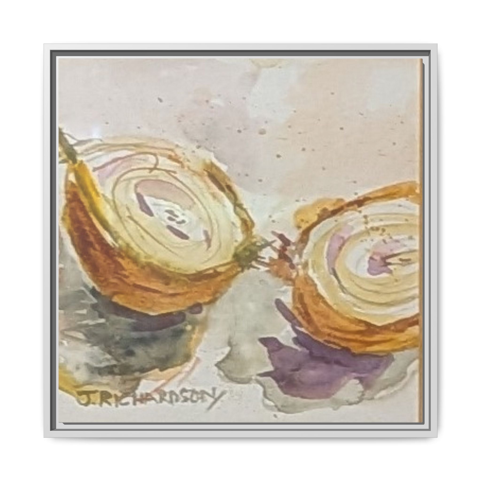 Onion Cut Watercolor Canvas Framed Wall Art | Matte Canvas, Framed