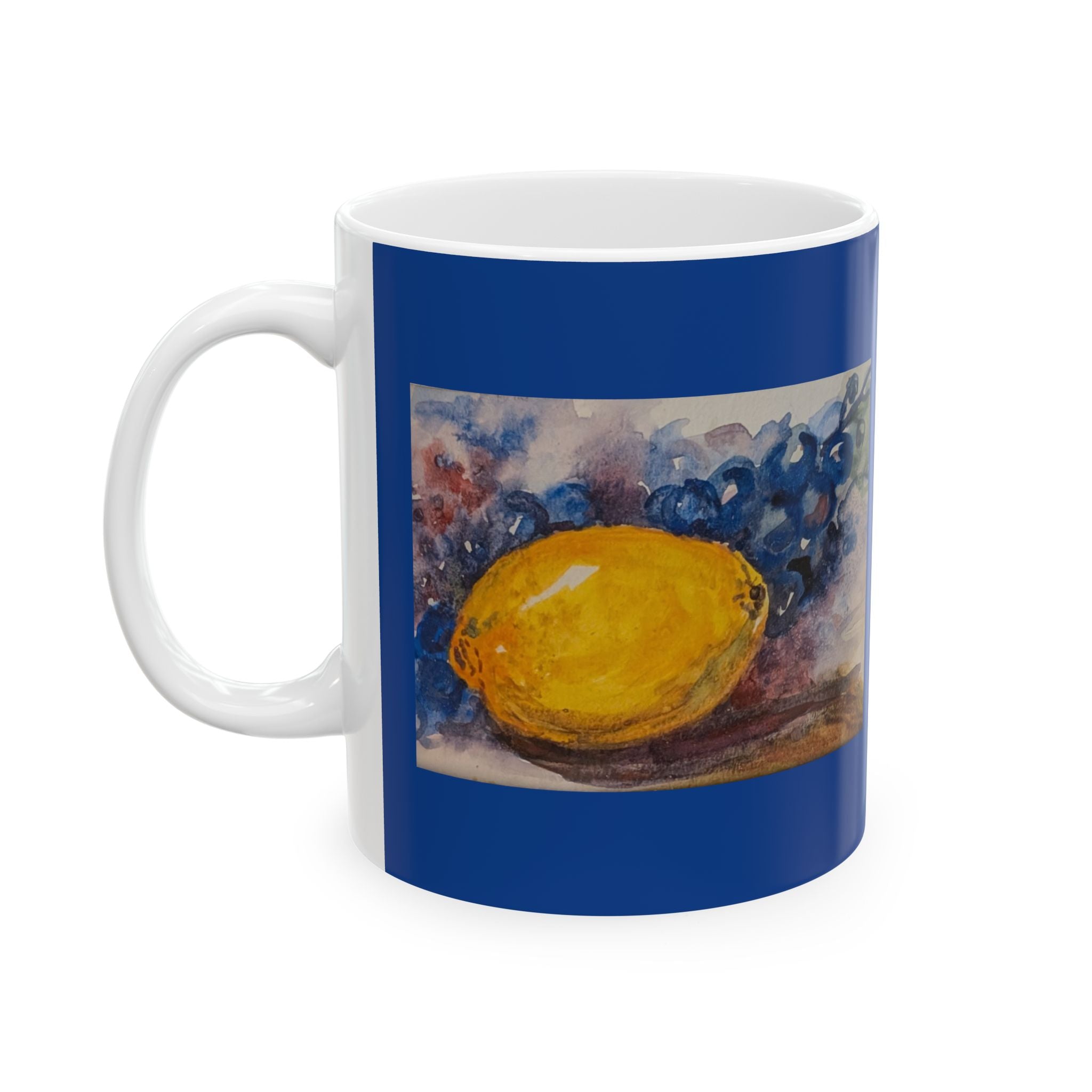 Lemon & Purple grapes Watercolor Mug | Ceramic Mug