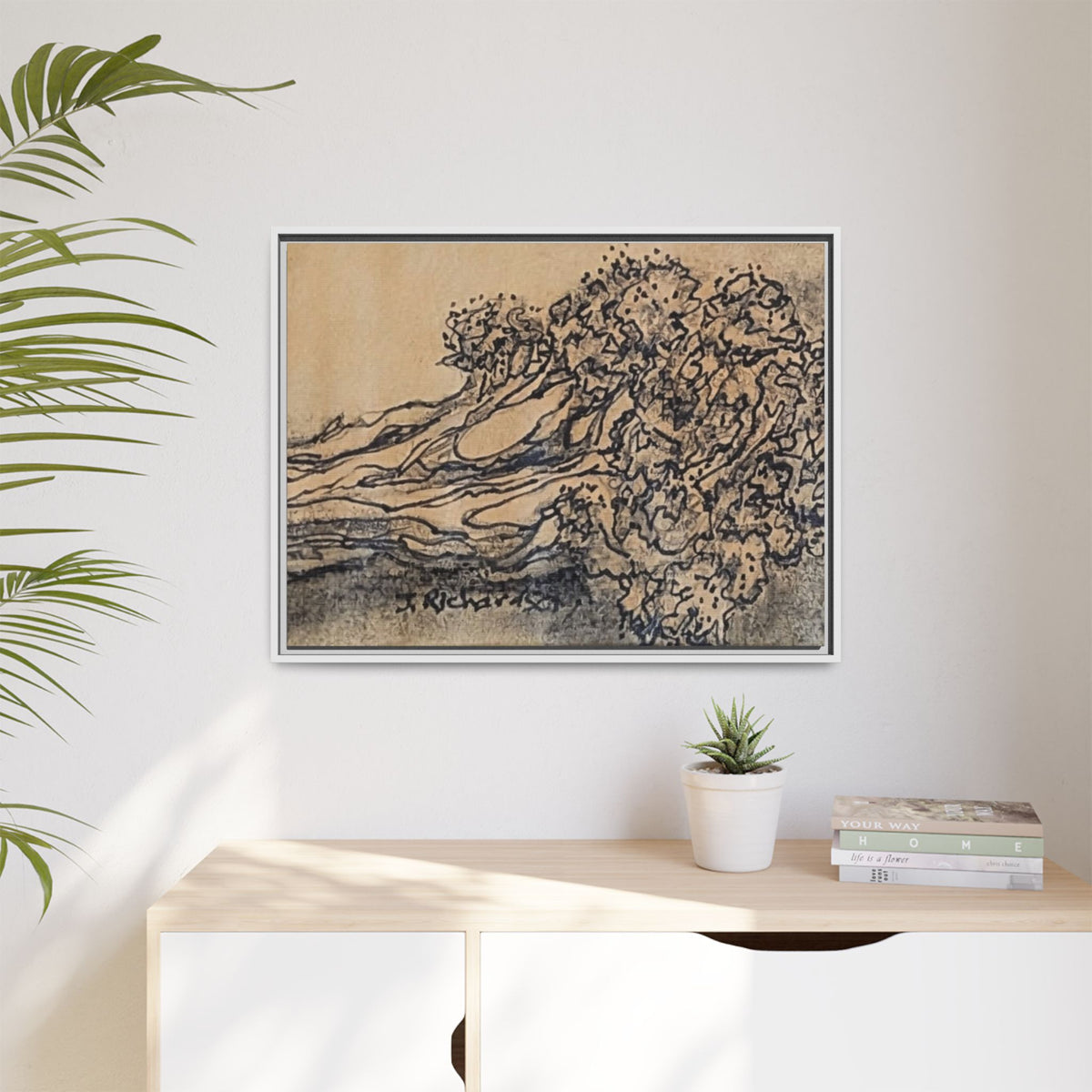 Matte Canvas Wall Art — "Broccoli" Pencil Sketch (Framed)