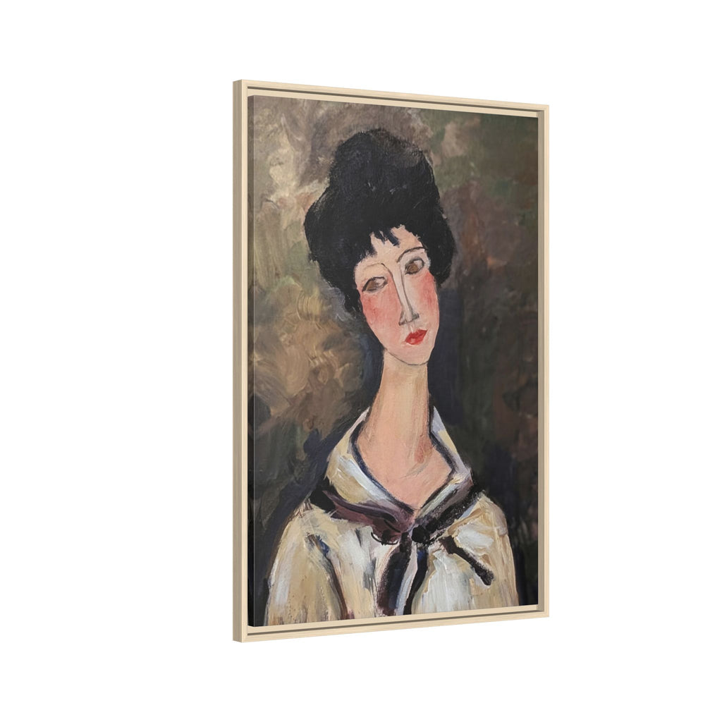 Framed Matte Canvas Print – Modigliani‑Style Portrait Art