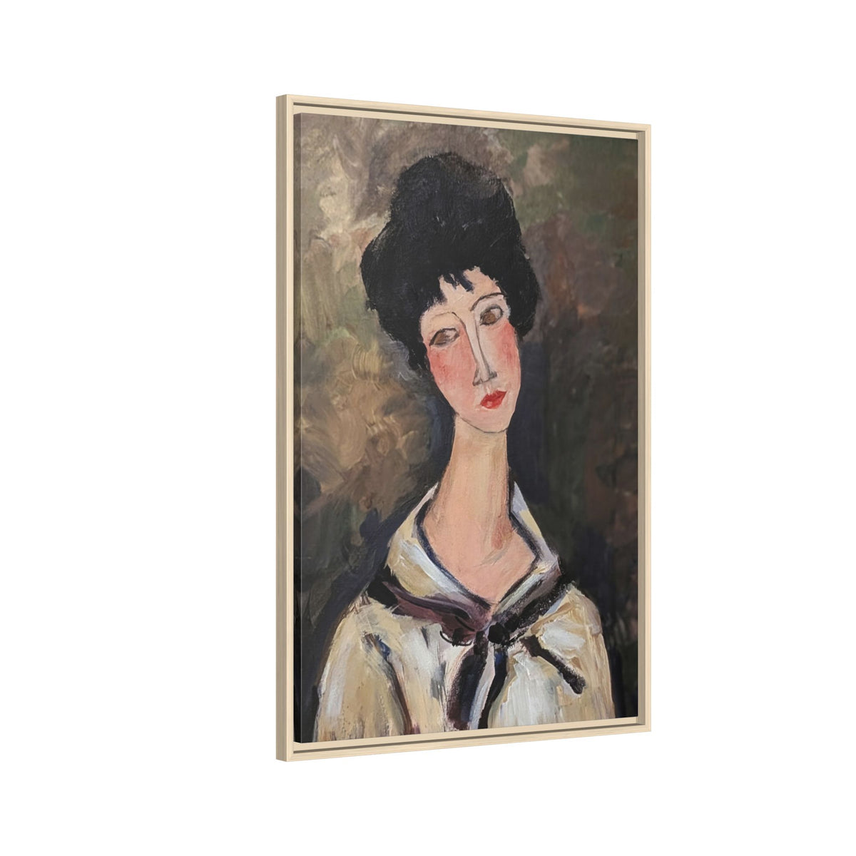 Framed Matte Canvas Print – Modigliani‑Style Portrait Art