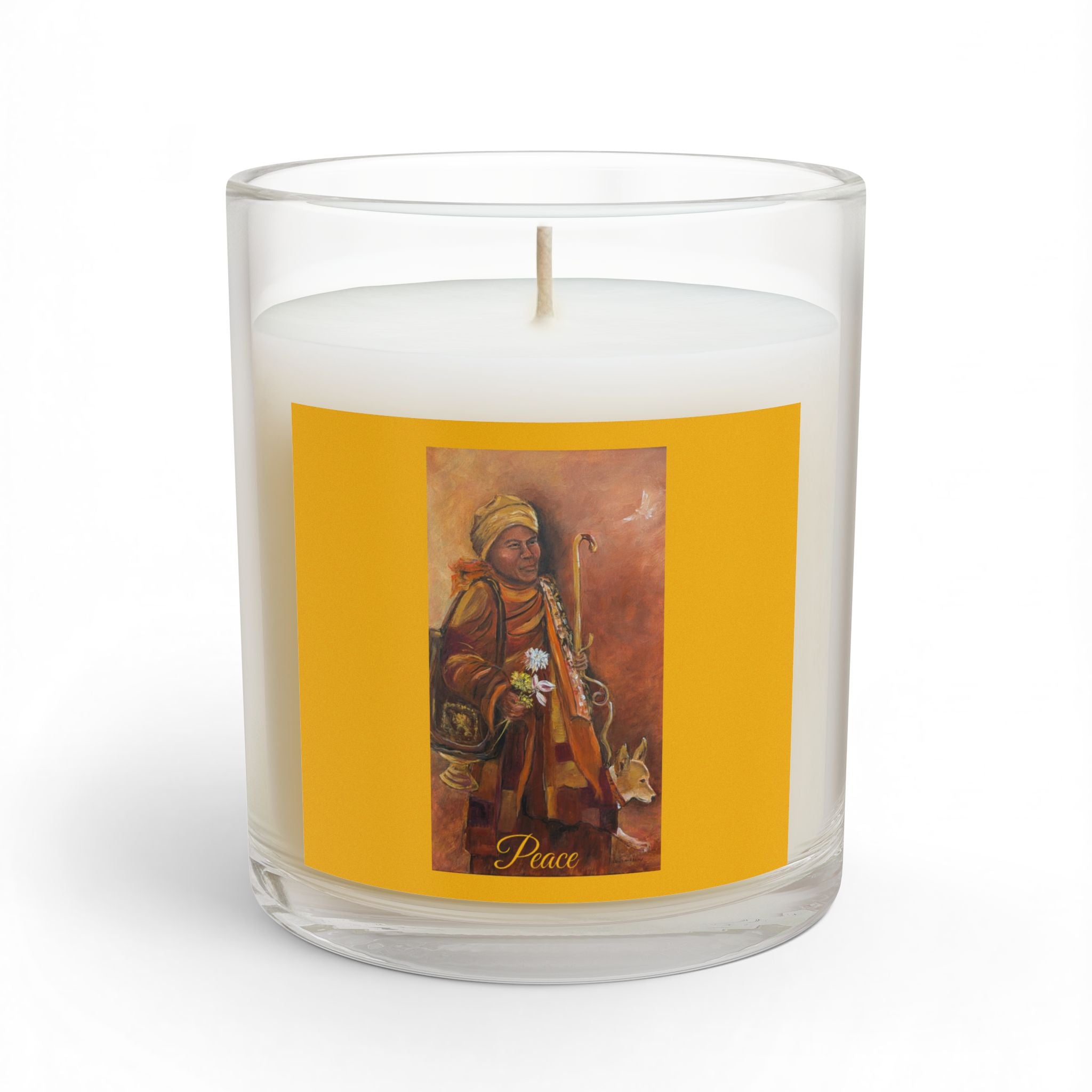"Walk for Peace" Art Glass Candle — Warm Spiced Scented Decor, 11 oz