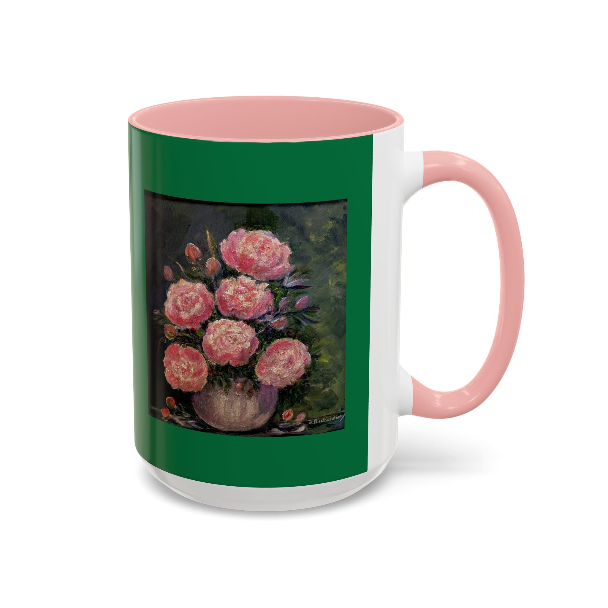 Pink Peony Bouquet Accent Coffee Mug — Floral Tea Cup for Garden Lovers