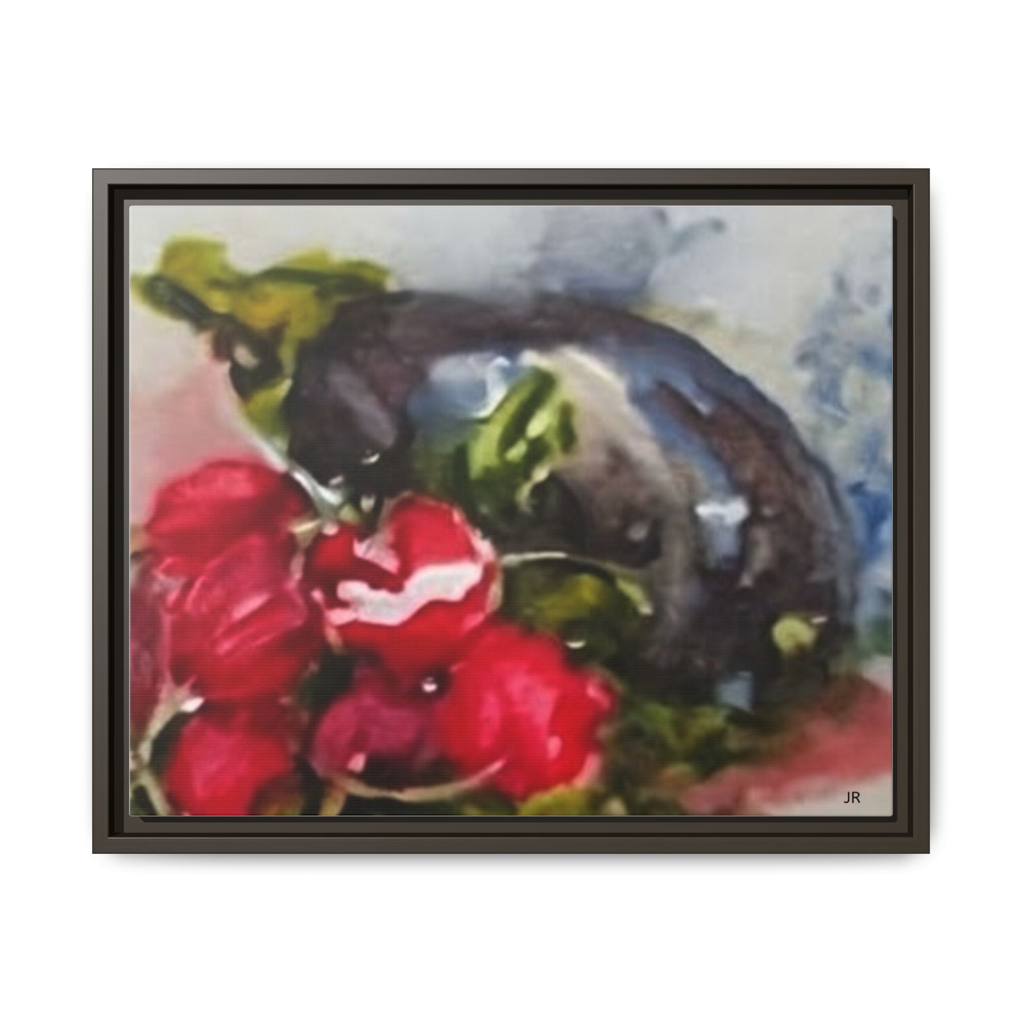 Ripe Eggplant and Red Radishes Canvas Framed Matte Canvas | Still Life Kitchen Wall Art