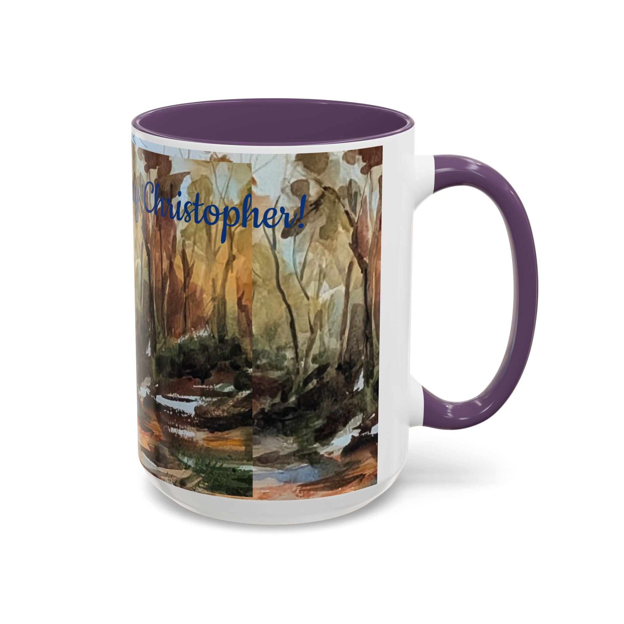 Autumn Woodland Coffee Mug — Painterly Fall Forest Trail Accent Mug