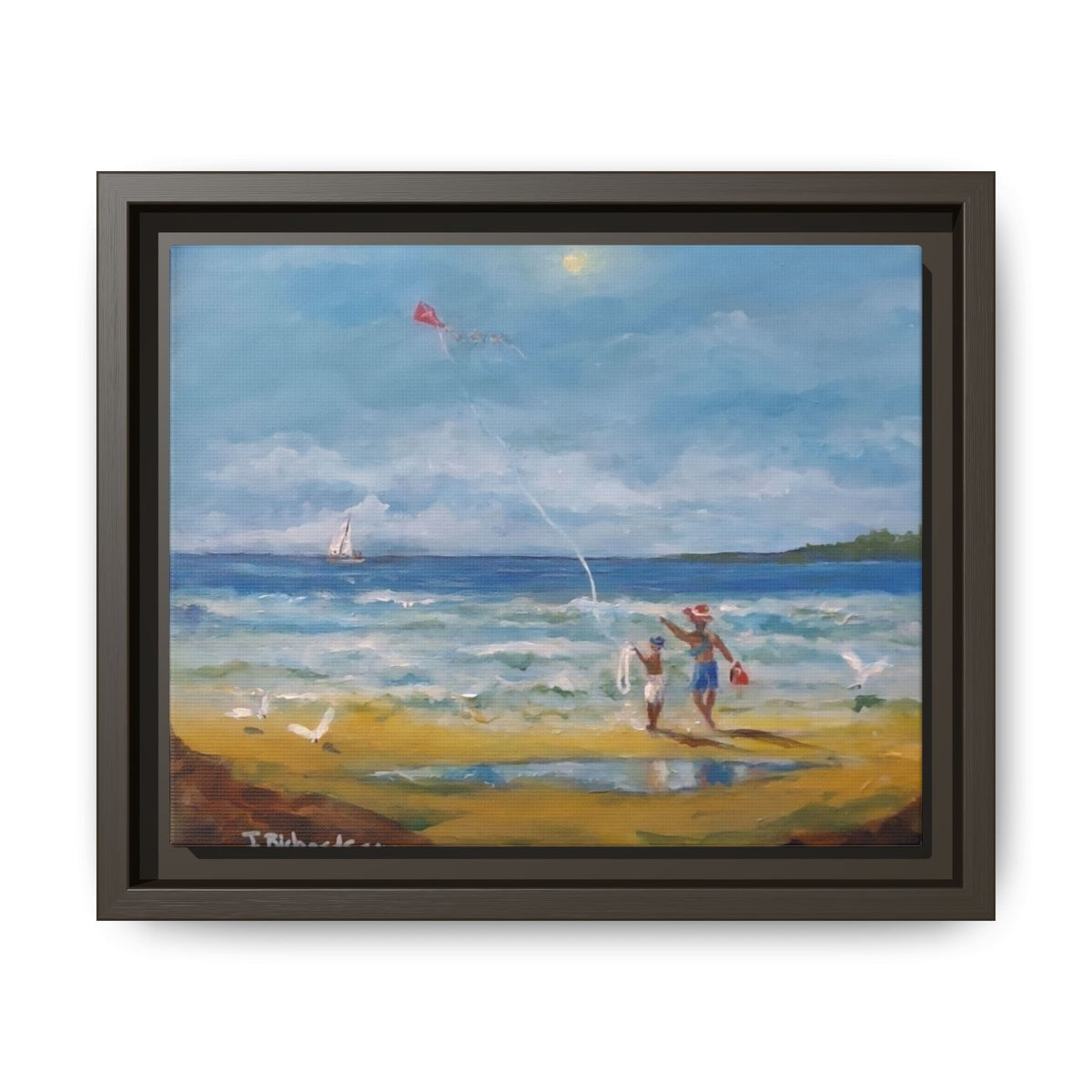 Red Kite Oceanside Framed Matte Canvas Wall Art