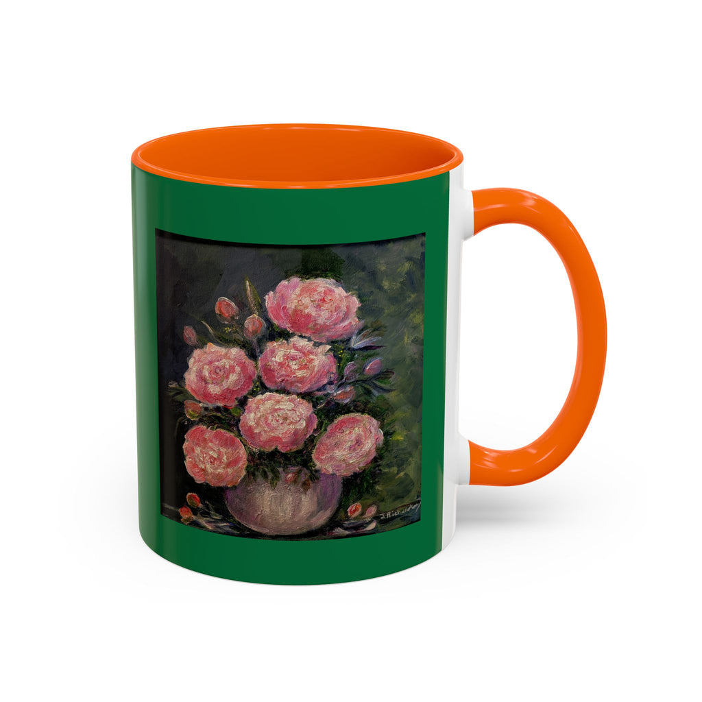Pink Peony Bouquet Accent Coffee Mug — Floral Tea Cup for Garden Lovers