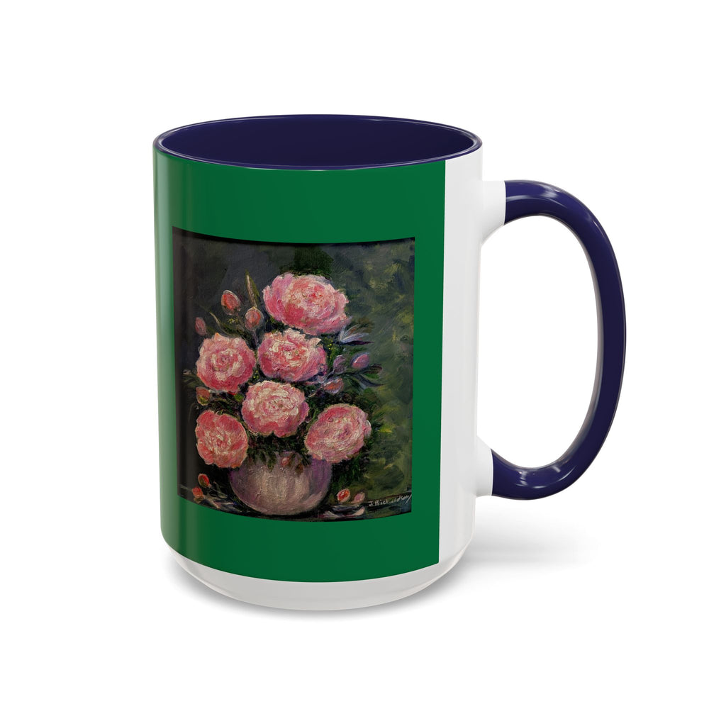 Pink Peony Bouquet Accent Coffee Mug — Floral Tea Cup for Garden Lovers