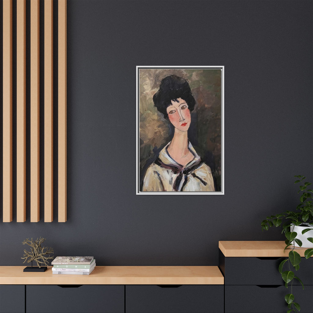 Framed Matte Canvas Print – Modigliani‑Style Portrait Art