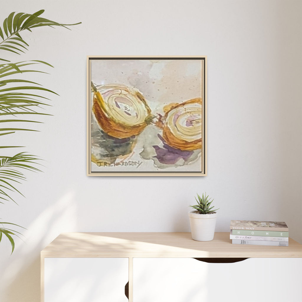 Onion Cut Watercolor Canvas Framed Wall Art | Matte Canvas, Framed