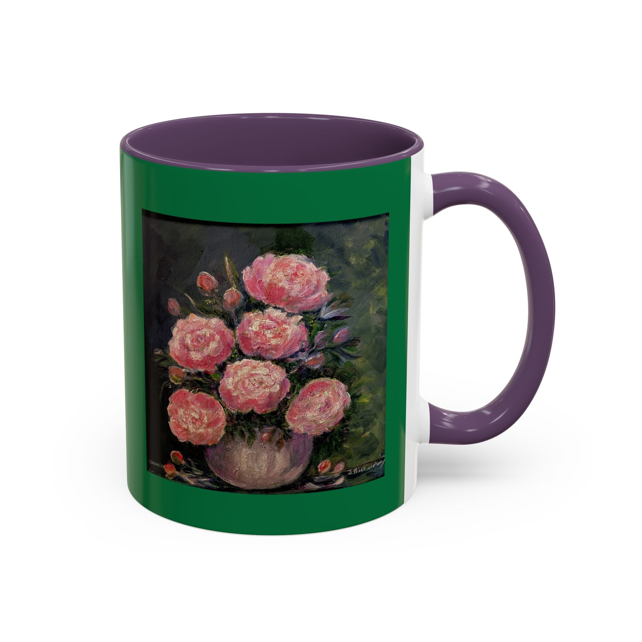 Pink Peony Bouquet Accent Coffee Mug — Floral Tea Cup for Garden Lovers