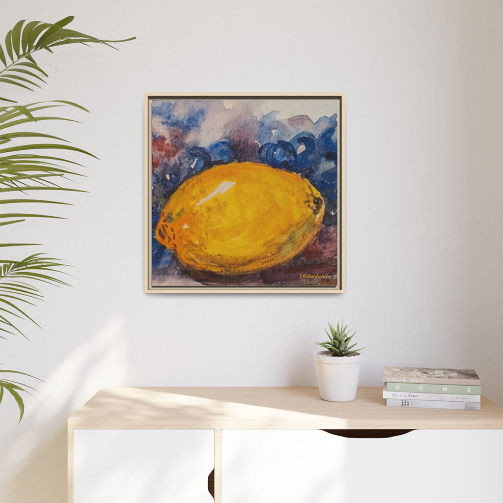 Lemon Grapes Pastel Painting Framed Matte Canvas