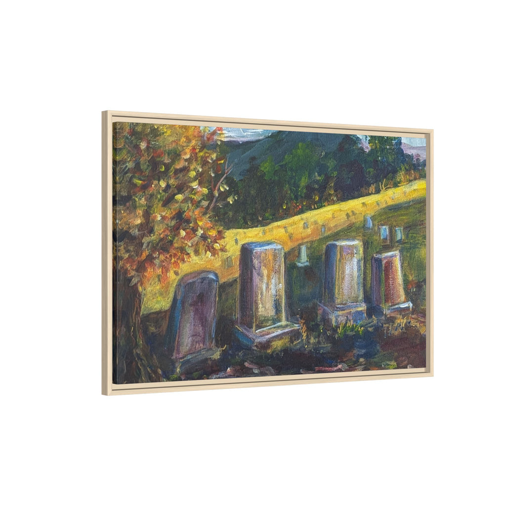 Framed Matte Canvas – Autumn Cemetery Landscape Art Print