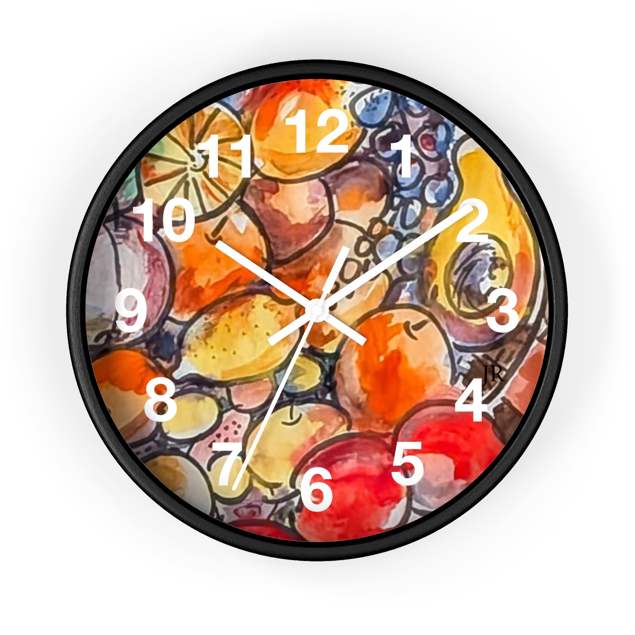 Fruit Watercolor Wall Clock — Bright Kitchen Decorative Clock