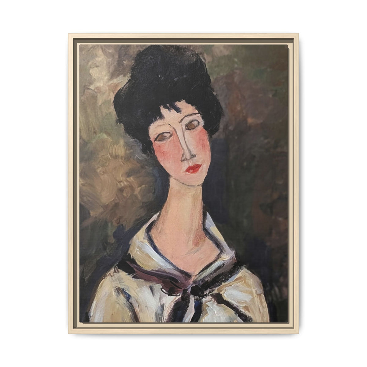 Framed Matte Canvas Print – Modigliani‑Style Portrait Art