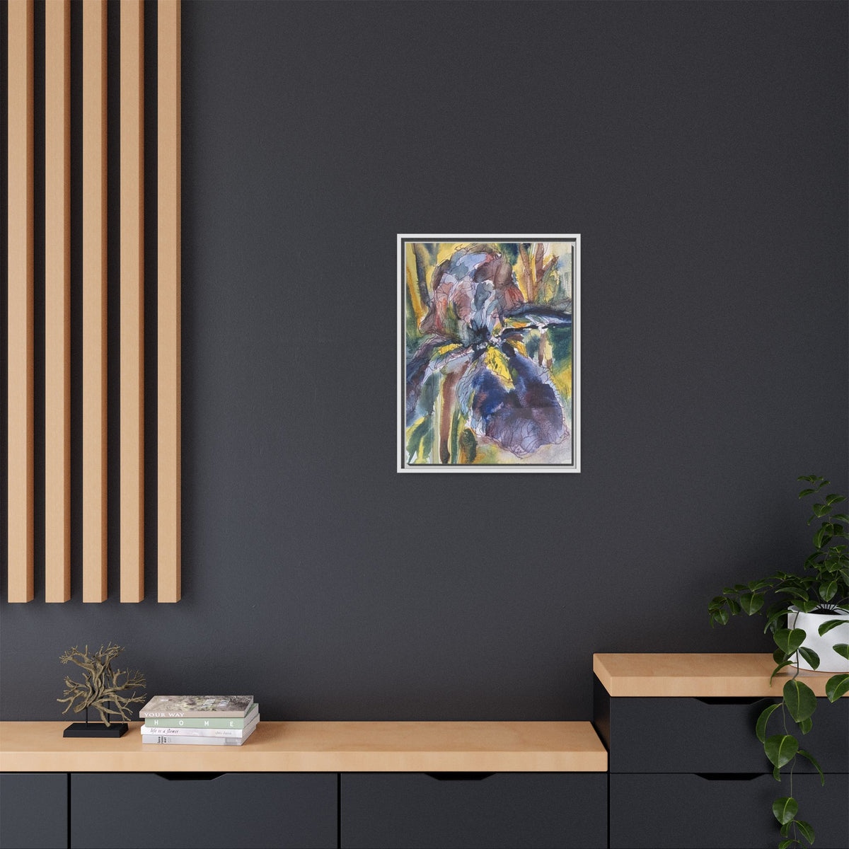 Framed Watercolor Iris Matte Canvas Wall Art