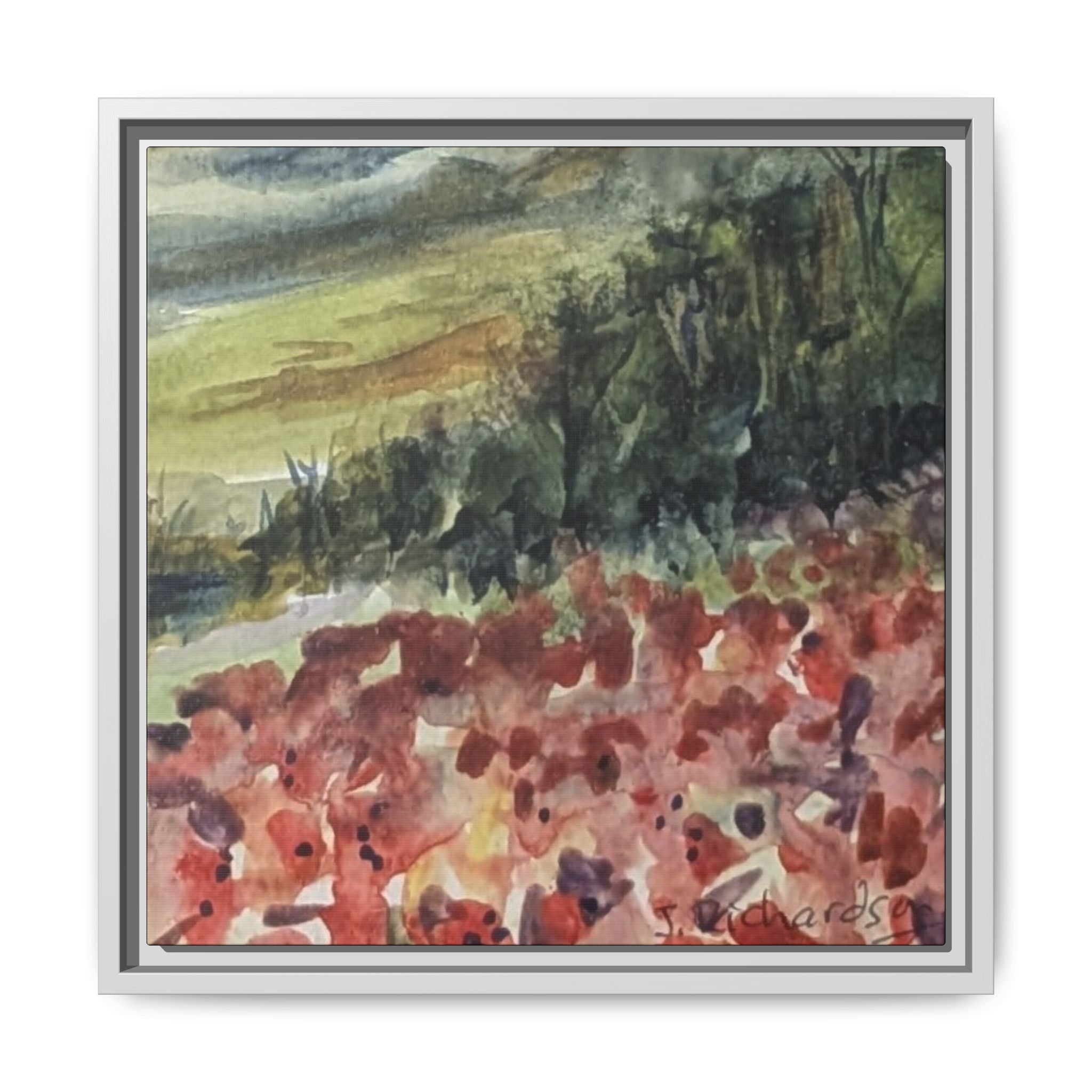Framed Poppies landscape Matte Canvas,   Multi-color frames)