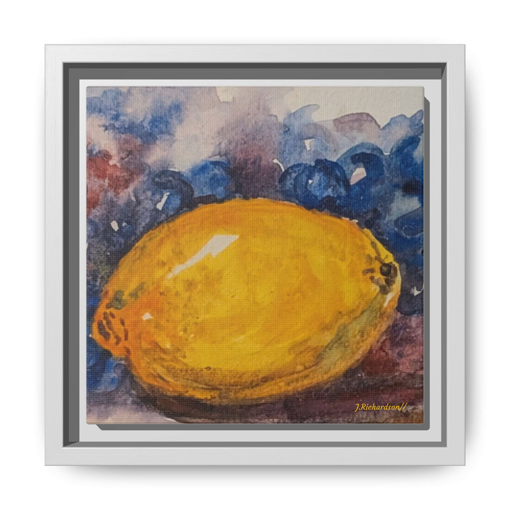 Lemon Grapes Pastel Painting Framed Matte Canvas
