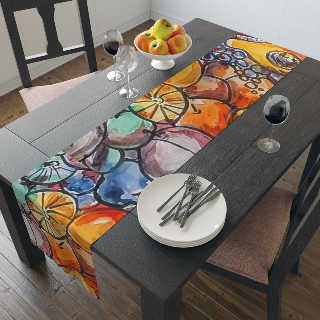 Fruity Citrus Watercolor Table Runner
