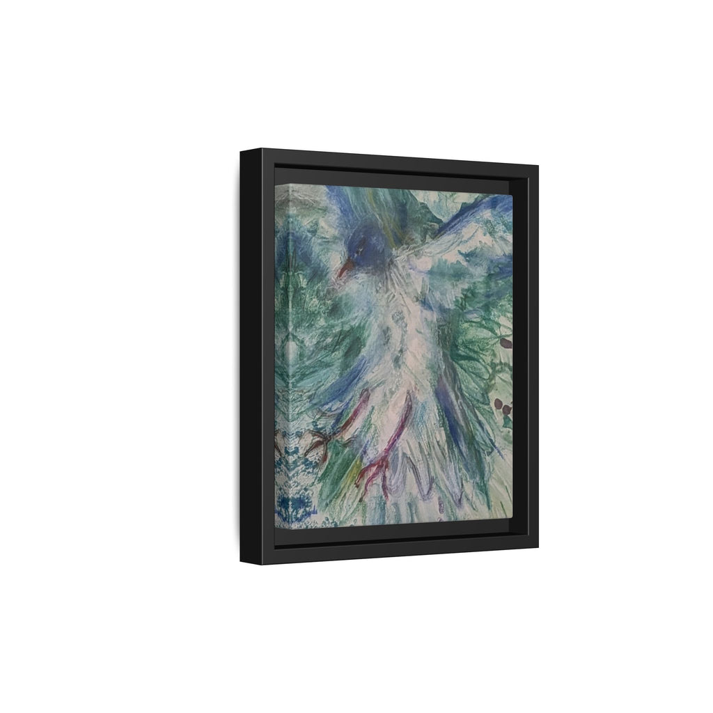 Abstract Blue-Green Bird Painting Matte Canvas