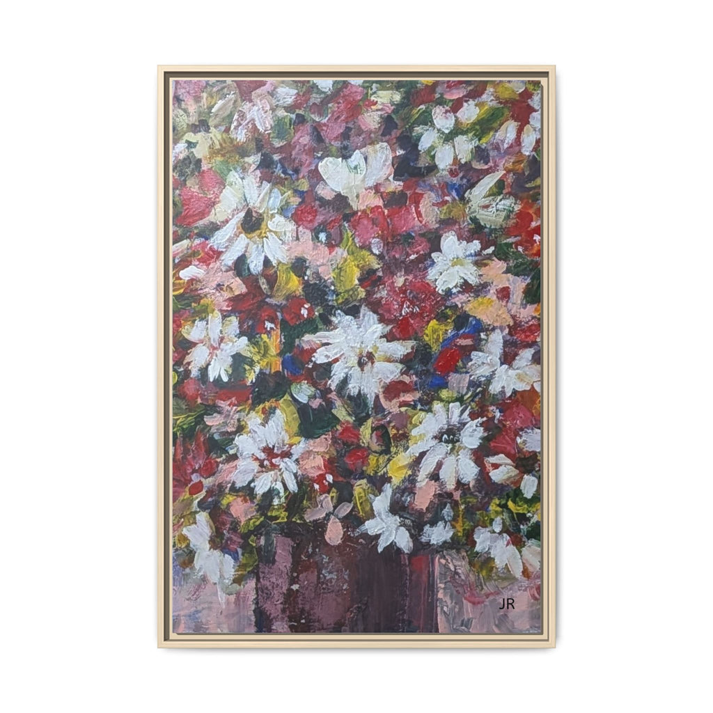 Daisies Floral Painting Matte Canvas Framed | Flower Art Wall Decor