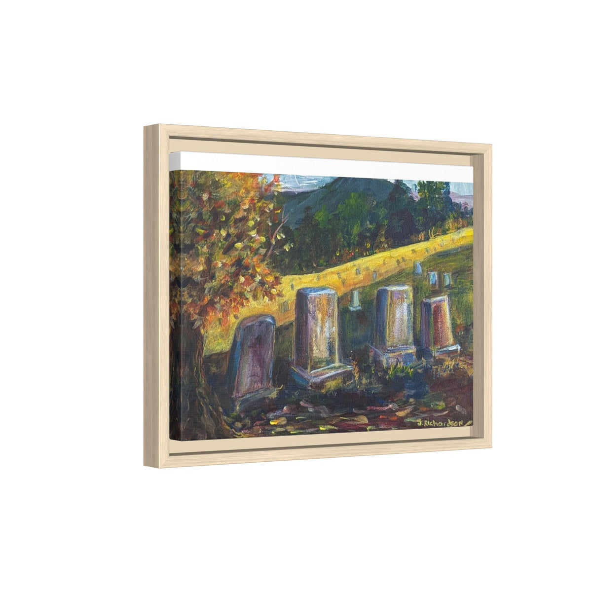 Framed Matte Canvas – Autumn Cemetery Landscape Art Print