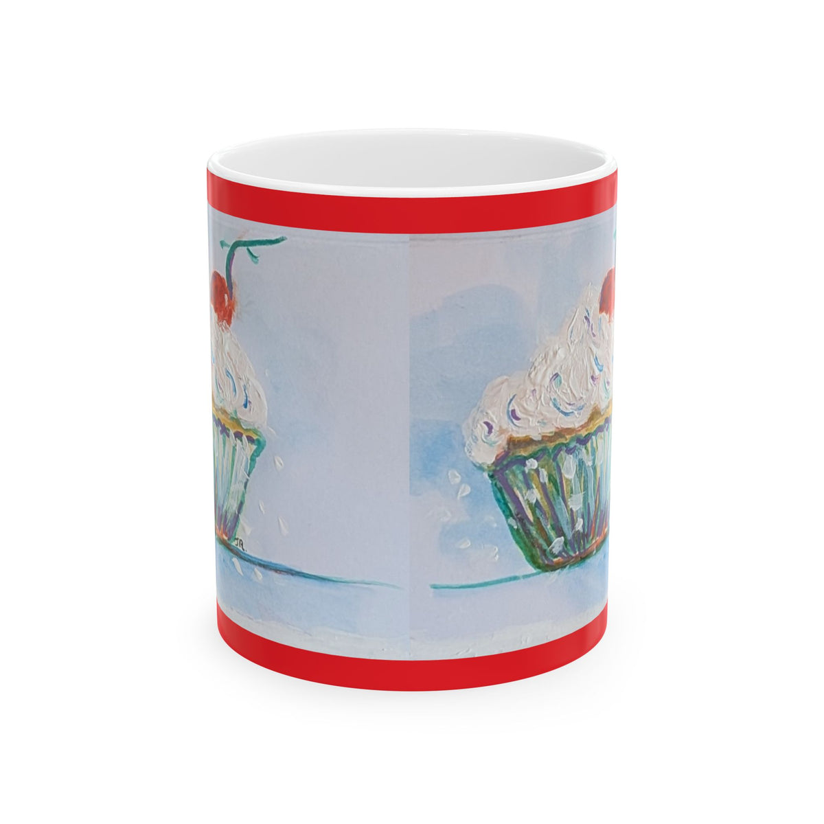 Cupcake Art Ceramic Mug (11oz & 15oz) — Whimsical Personalizable Painted Dessert Coffee Cup