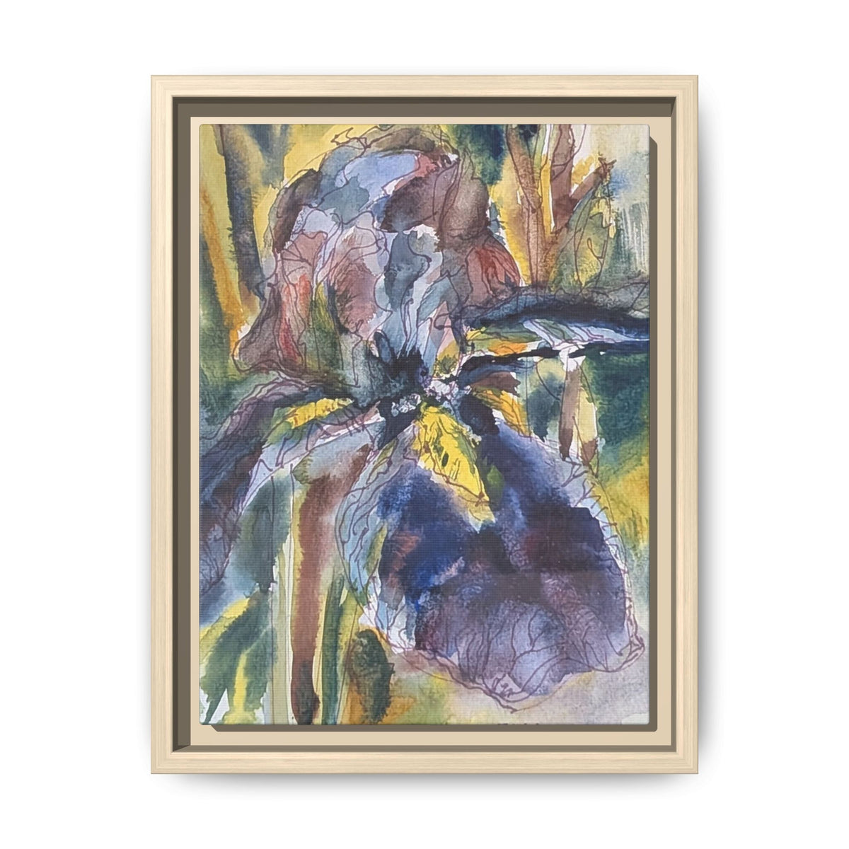 Framed Watercolor Iris Matte Canvas Wall Art