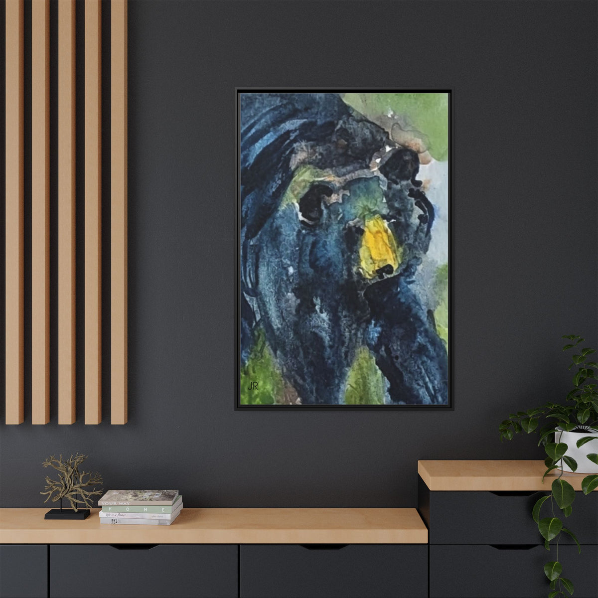 Framed Matte Canvas Black Bear Watercolor Art Print