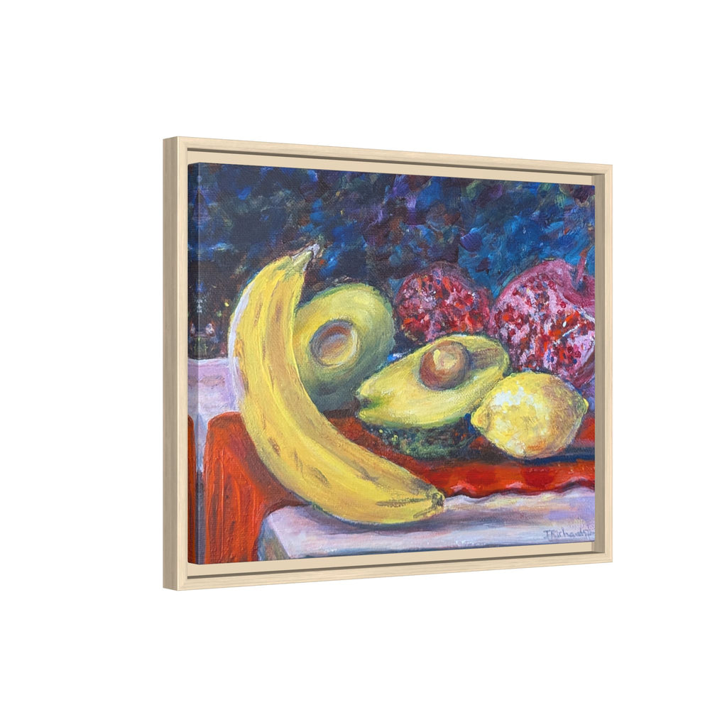 Framed Matte Canvas Still Life Print — Banana, Avocado & Lemon Artwork