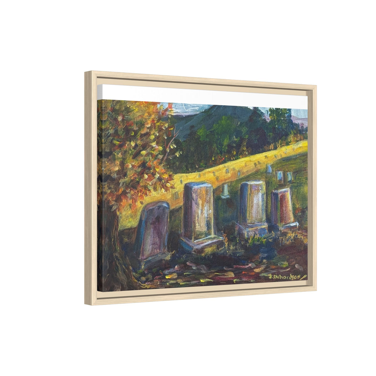 Framed Matte Canvas – Autumn Cemetery Landscape Art Print