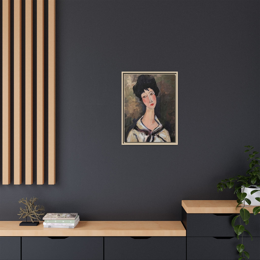 Framed Matte Canvas Print – Modigliani‑Style Portrait Art