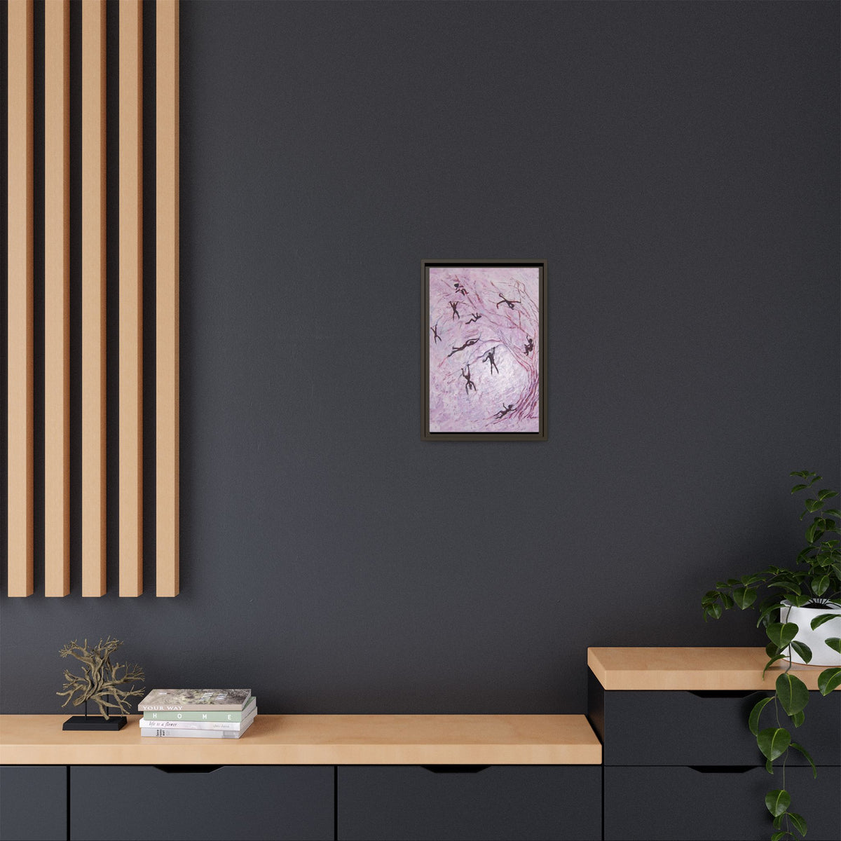 Abstract Falling Figures Matte Canvas Print (Framed)