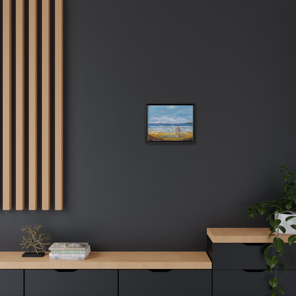 Kite on shore Framed Matte Canvas Wall Art