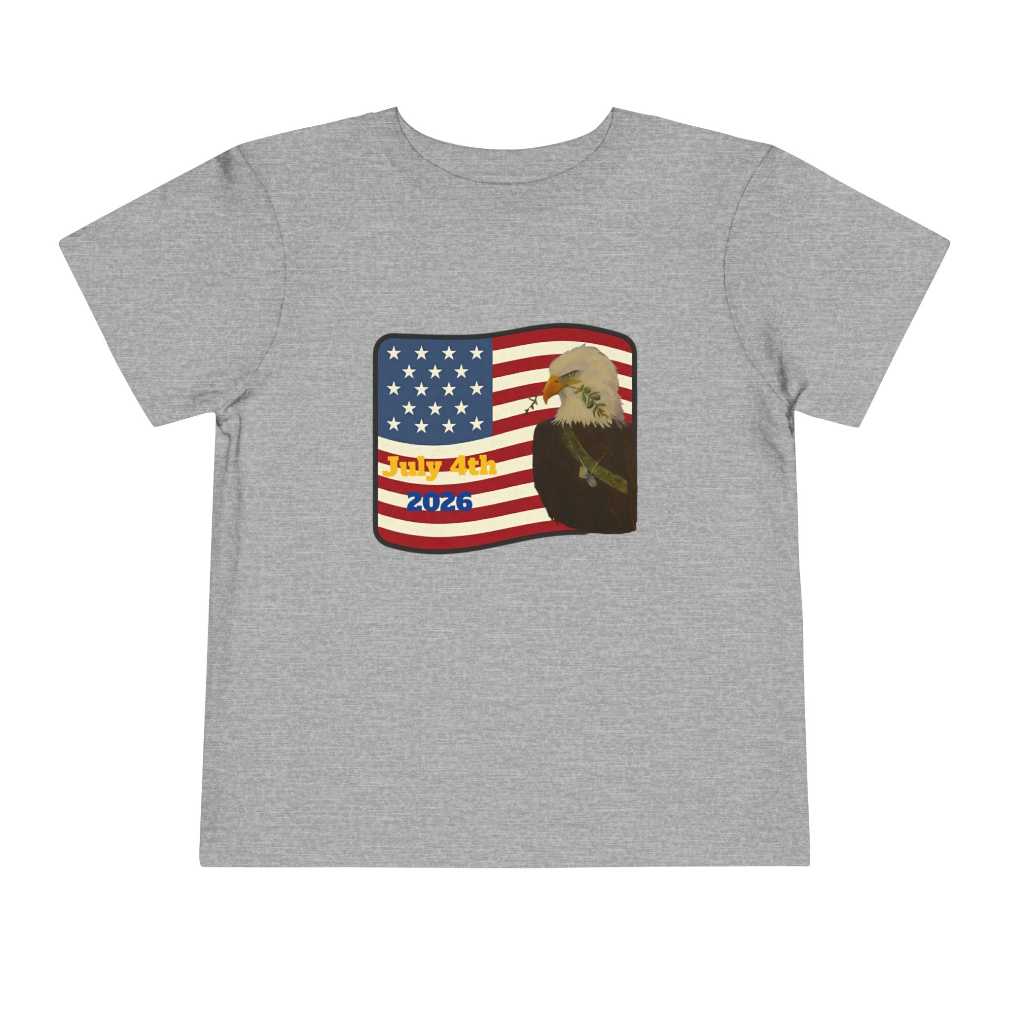 July 4th Toddler Tee —2T - 5T Patriotic Bald Eagle "USA 2026" Graphic