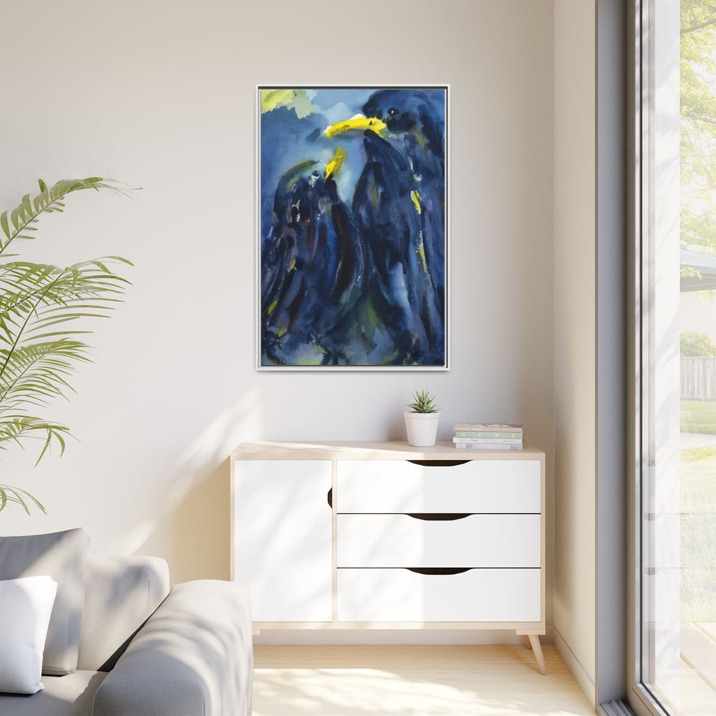 Framed Matte Canvas — Blue Raven Watercolor "Baby & Mother" Wall Art
