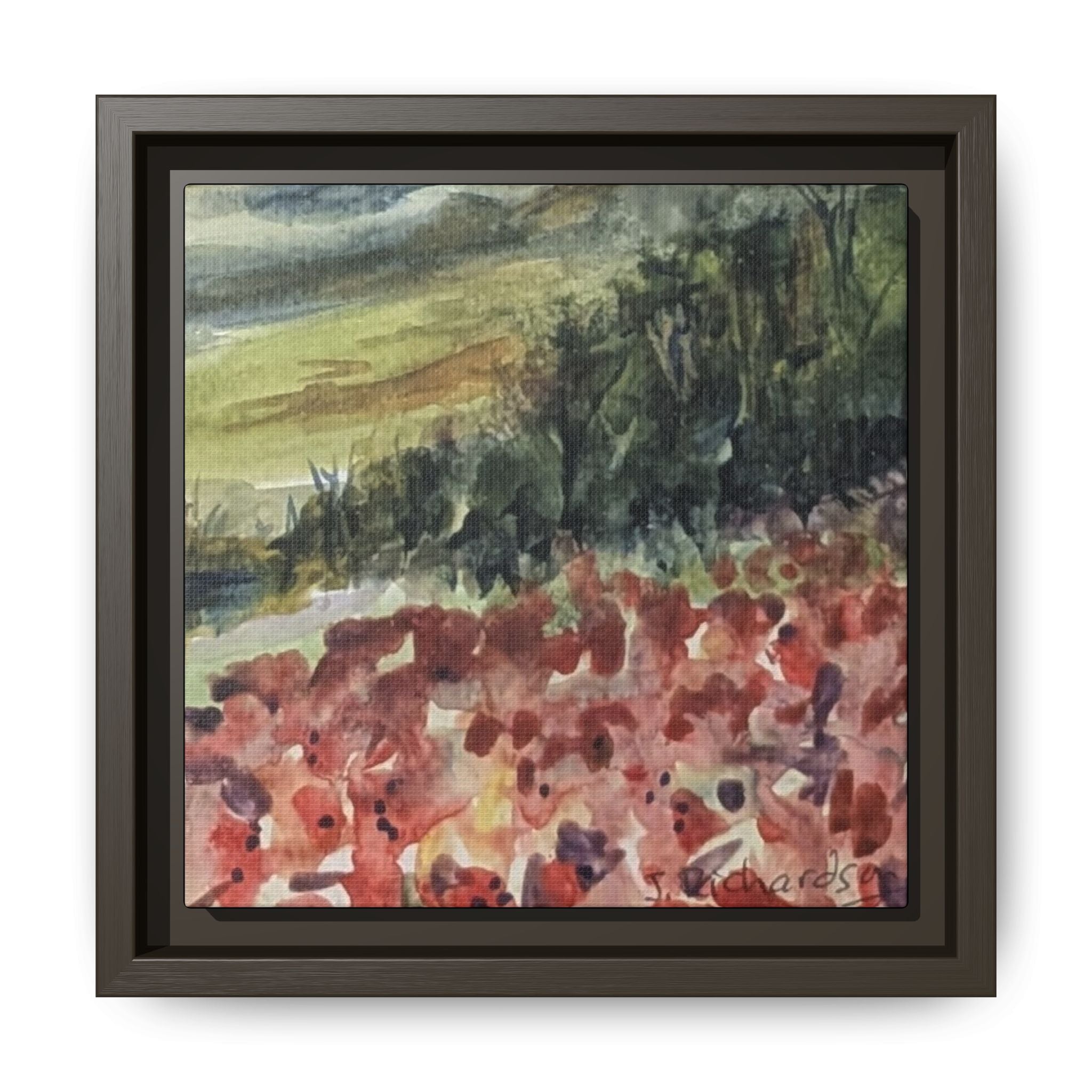 Framed Poppies landscape Matte Canvas,   Multi-color frames)