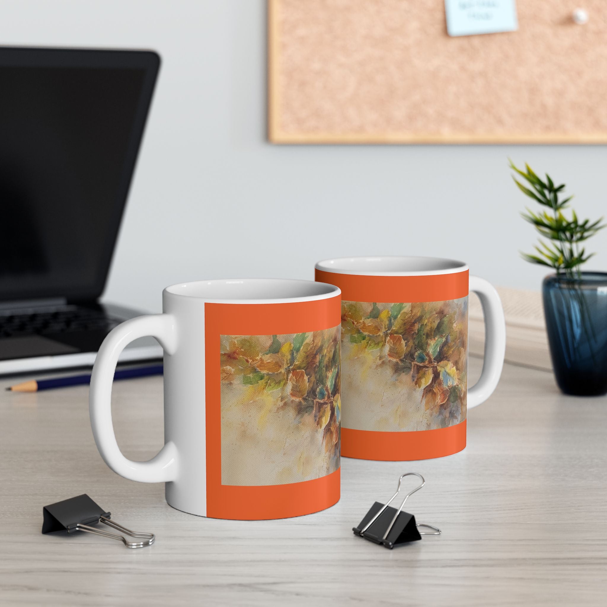 Autumn Leaves Watercolor Mug | Ceramic Mug