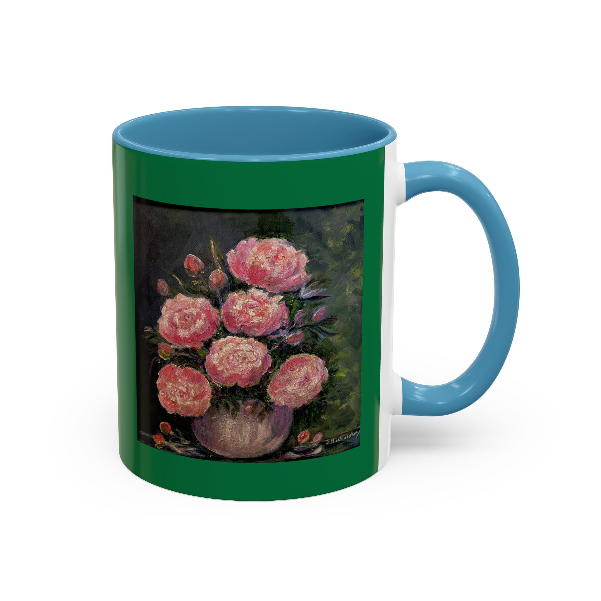 Pink Peony Bouquet Accent Coffee Mug — Floral Tea Cup for Garden Lovers