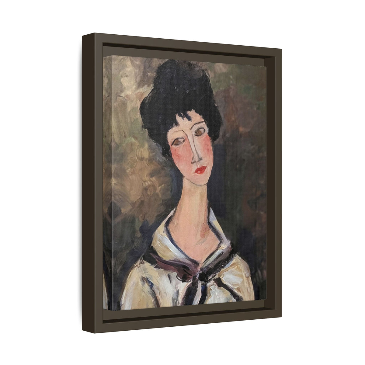 Framed Matte Canvas Print – Modigliani‑Style Portrait Art