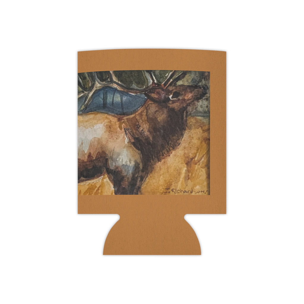 Elk Watercolor Can Cooler  Rustic Wildlife Beverage Koozie