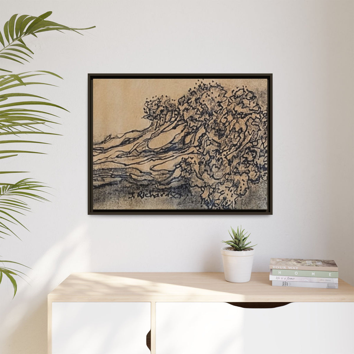 Matte Canvas Wall Art — "Broccoli" Pencil Sketch (Framed)