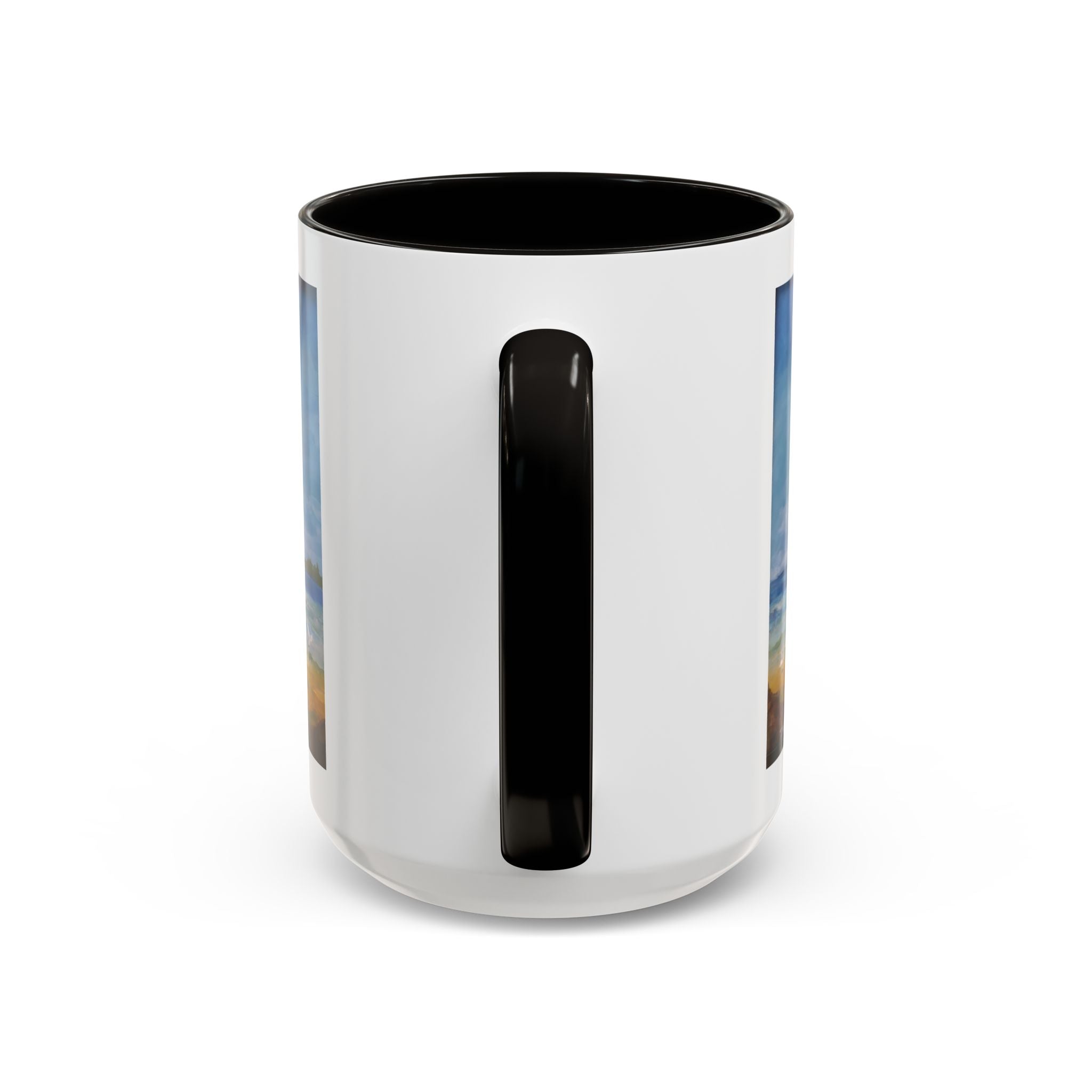 Beach & kite scene, Coffee Accent Mug - Personalize it! Colorful Ceramic Mug (11oz, 15oz)