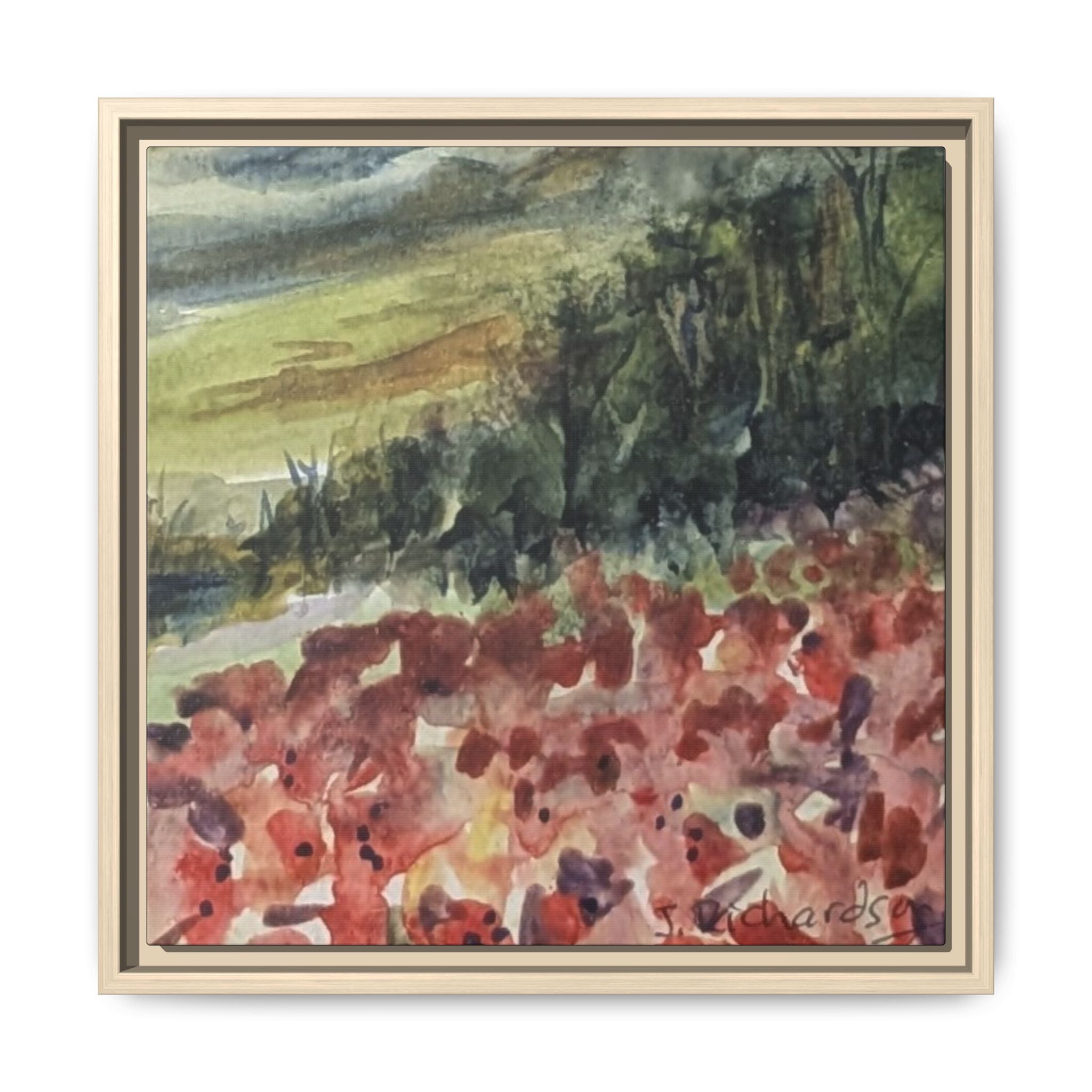 Framed Poppies landscape Matte Canvas,   Multi-color frames)