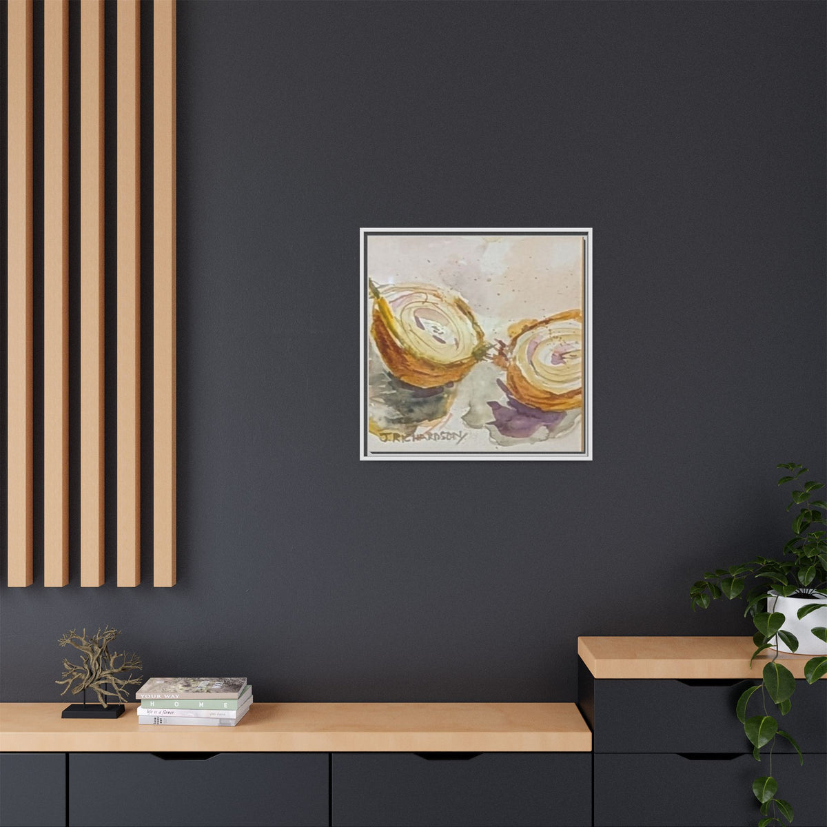 Onion Cut Watercolor Canvas Framed Wall Art | Matte Canvas, Framed