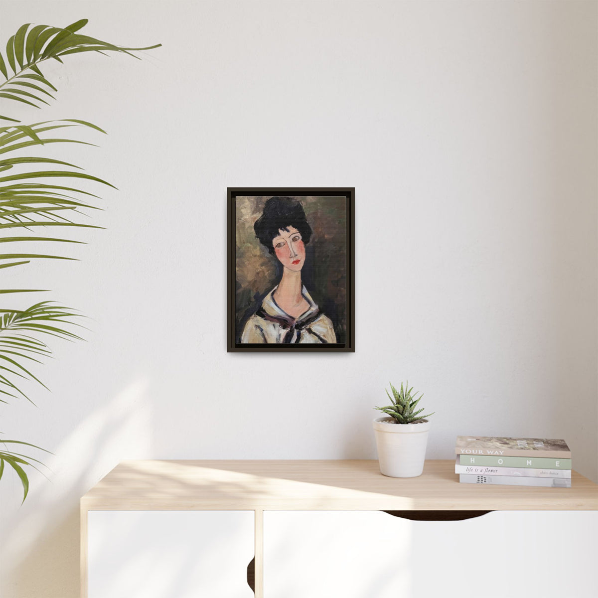 Framed Matte Canvas Print – Modigliani‑Style Portrait Art