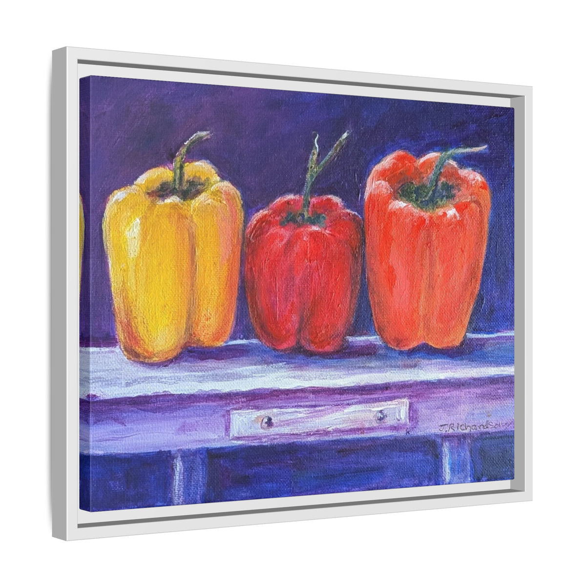 Framed Canvas Print - Colorful Bell Peppers Still Life