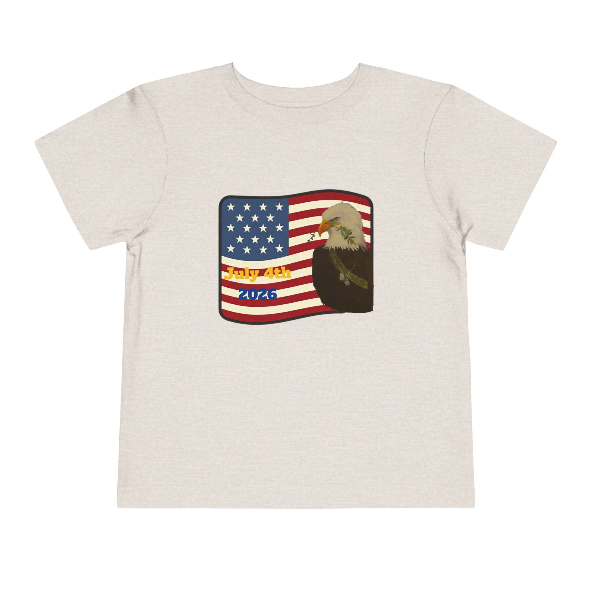 July 4th Toddler Tee —2T - 5T Patriotic Bald Eagle "USA 2026" Graphic