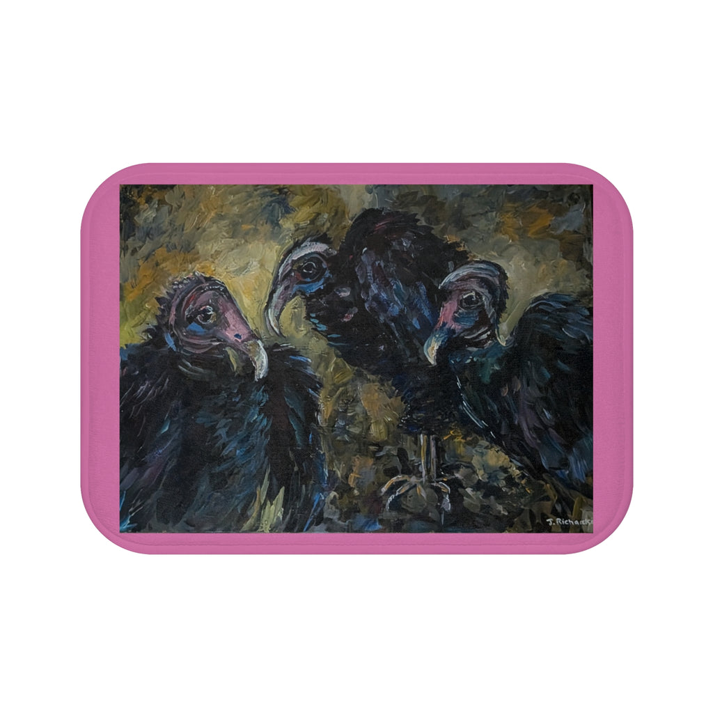Vultures Illustration Bath Mat | Dark Moody Bird Artwork